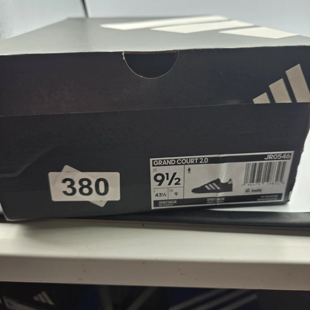 Adidas Grand Court 2.0 Men's Sneakers Black White Cloudfoam Comfort Size 9.5 NWT
